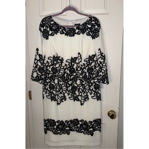 Adrianna Papell White and Black Dress | Plus Size